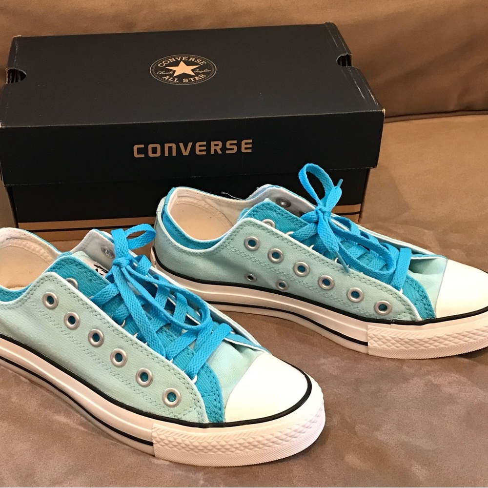 Converse Chuck Taylor All Star Double Tongue Turquoise and White Sneakers